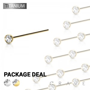 50 PCS IMPLANT GRADE TITANIUM NOSE FISHTAIL WITH PRESSFIT GEM LOOKLIKE